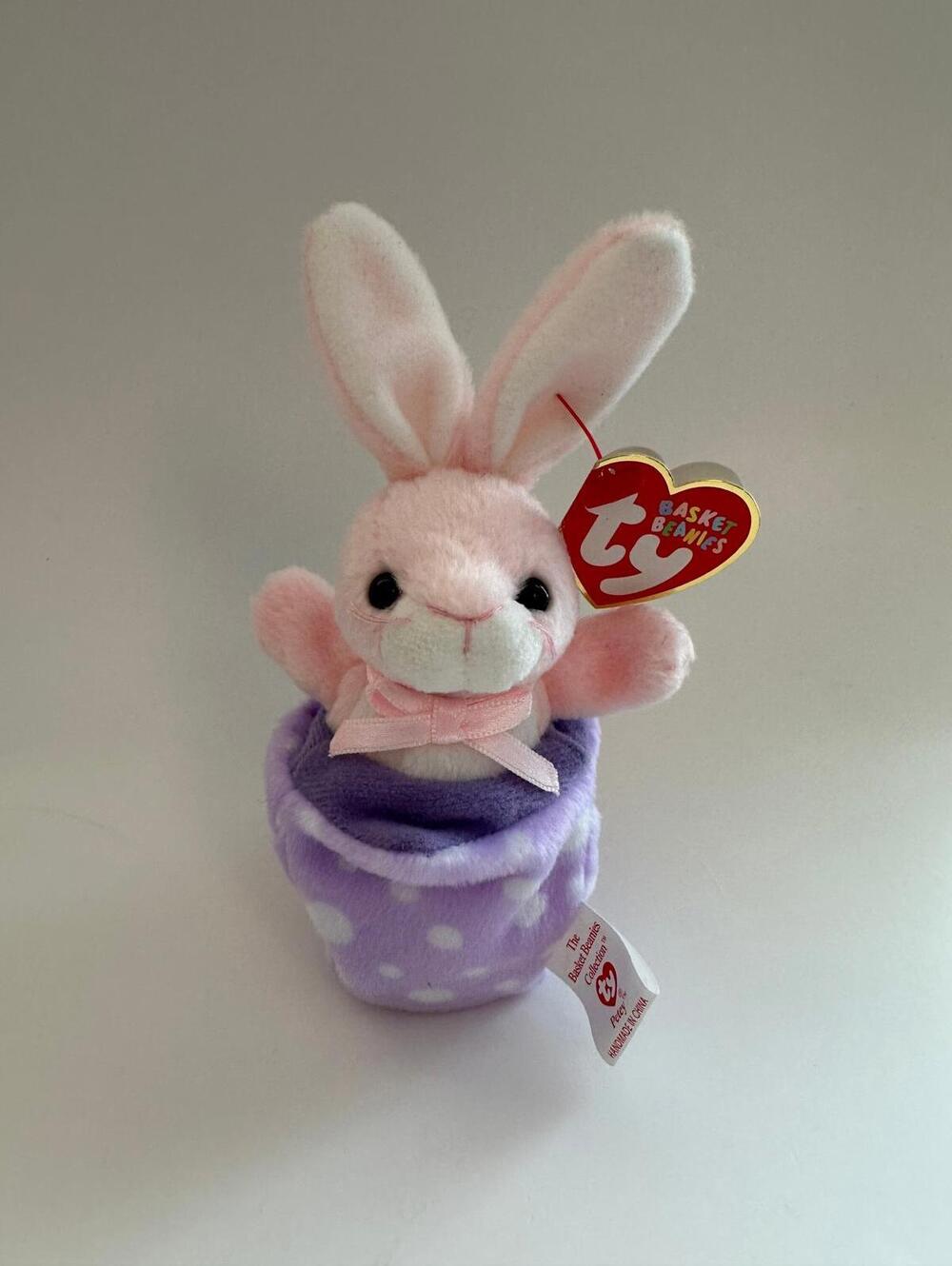 Ty Basket Beanie “Petey” the Bunny Rabbit! *Small Basket Beanie* (4 inch)